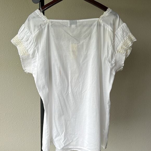 NWT LOFT by Ann Taylor White Embroidered Women's Mexican Peasant Top - size XXL - Picture 9 of 10